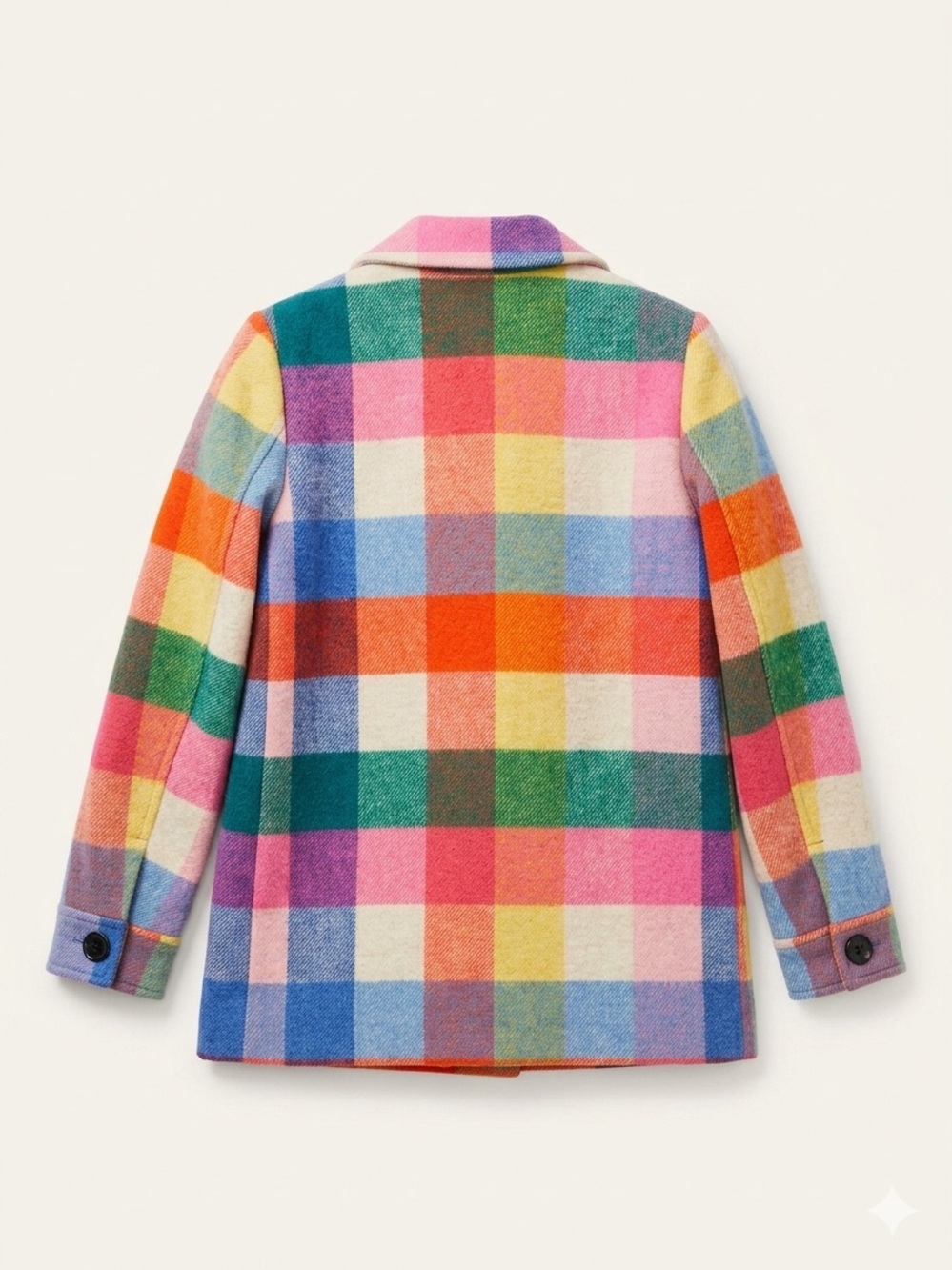 NWT Boden U0295 Wool Check Coat Plaid Rainbow Multi US 10 - Picture 3 of 8